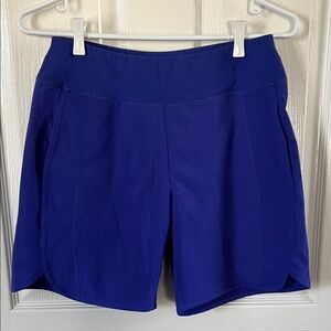 Title Nine Bright Blue/Purple Long Mid Rise Athletic Shorts Size XS